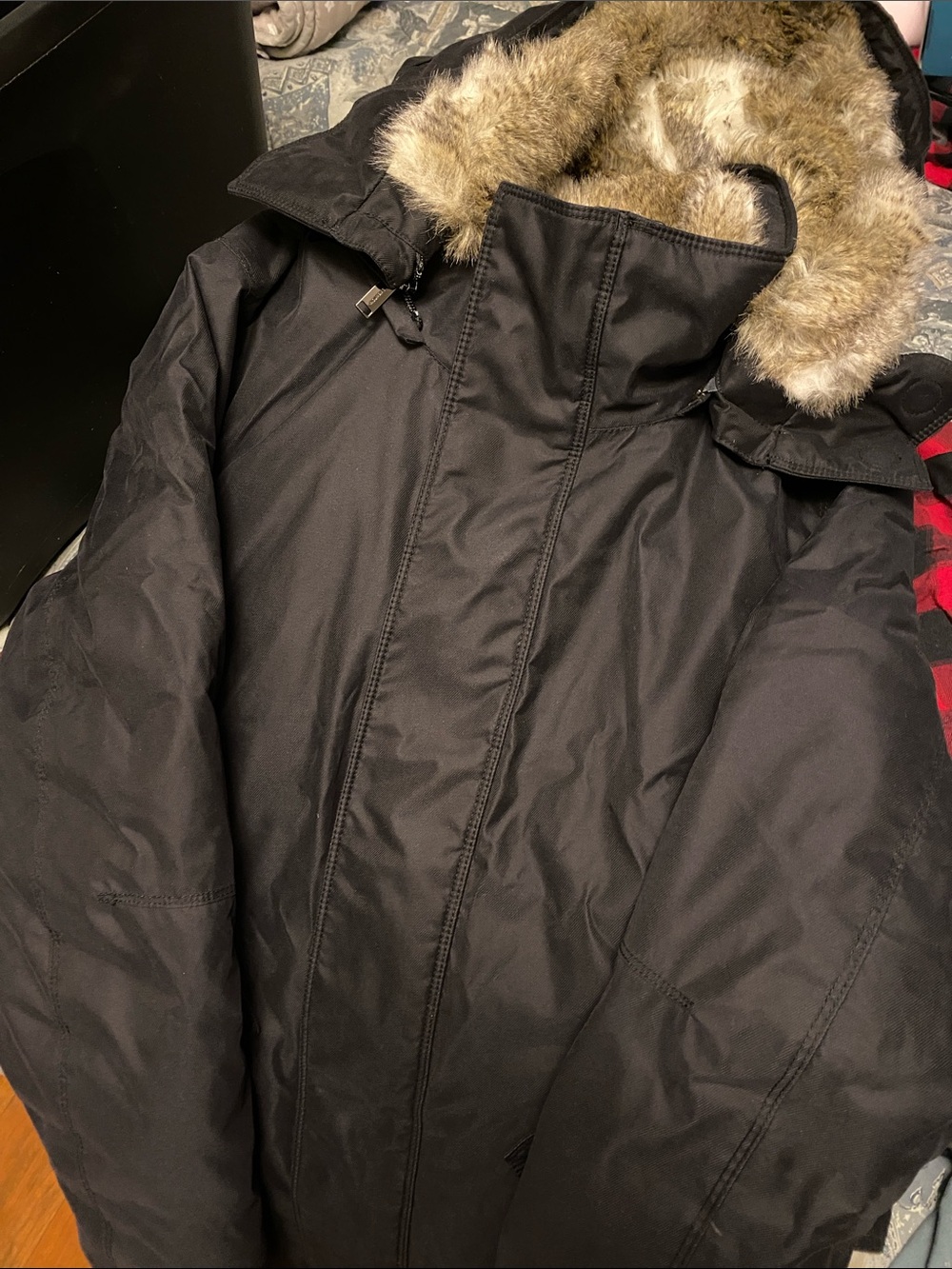 Womens Aritzia Babaton Black Parka Jacket with Faux Fur-Size Small